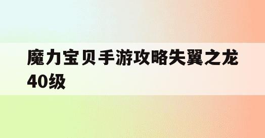 魔力宝贝手游攻略失翼之龙40级