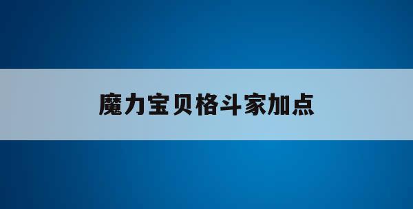 魔力宝贝格斗家加点