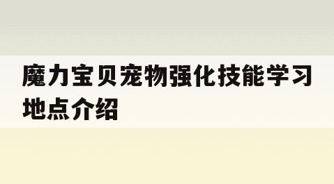 魔力宝贝宠物强化技能学习地点介绍