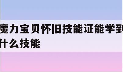 魔力宝贝怀旧技能证能学到什么技能