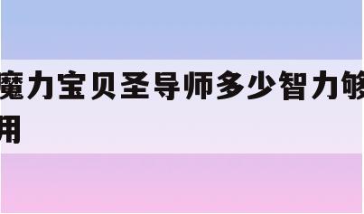 魔力宝贝圣导师多少智力够用